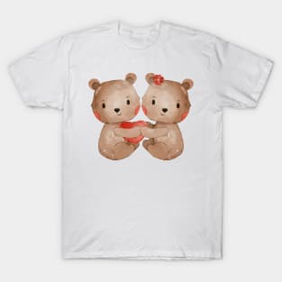 Cute Valentines Day Teddy Bear couple T-Shirt